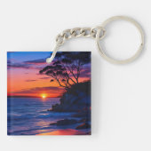 Tropischer Sonnenuntergang Schlüsselanhänger (Rückseite)