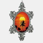 Tropischer Sonnenuntergang Schneeflocken Zinn-Ornament (Links)