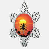Tropischer Sonnenuntergang Schneeflocken Zinn-Ornament (Rechts)