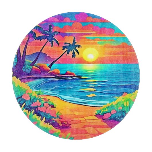 Tropischer Sonnenuntergang Schneidebrett (Vorderseite)