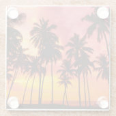 Tropischer Sonnenuntergang: Silhouette in Palm. Glasuntersetzer (Rückseite)