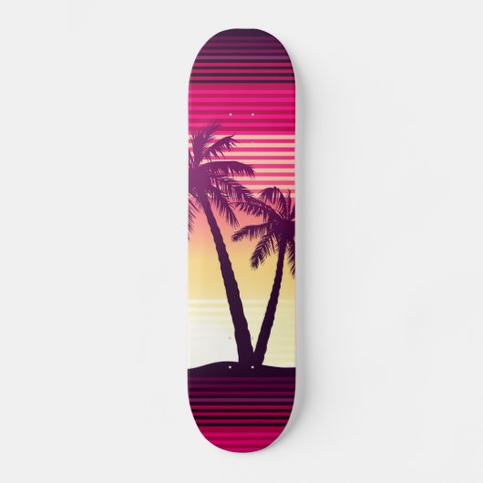 Tropischer Sonnenuntergang Skateboard (Vorderseite)