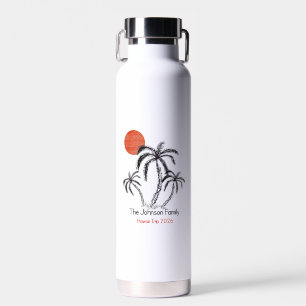 Tropischer Sonnenuntergang Strand Palme Familienur Trinkflasche