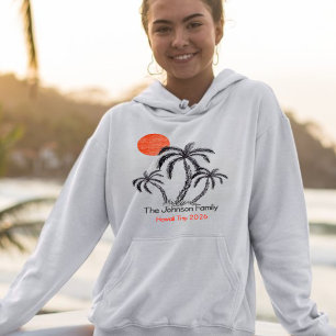 Tropischer Sonnenuntergang Strand Palmenbaum Famil Hoodie