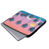 Tropischer Sonnenuntergang: Vintage Beach Illustra Laptopschutzhülle (Vorne Knopf)