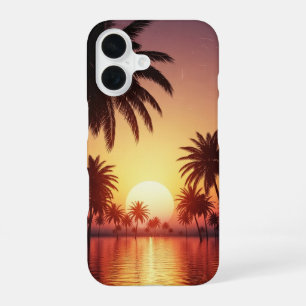 Tropischer Sonnenuntergang Vintage iPhone 16 Hülle