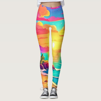 Tropischer Sonnenuntergang: Vivid Sky Leggings