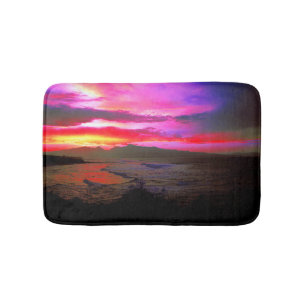 Tropischer Sonnenuntergang-windiges Insel-Meer Badematte