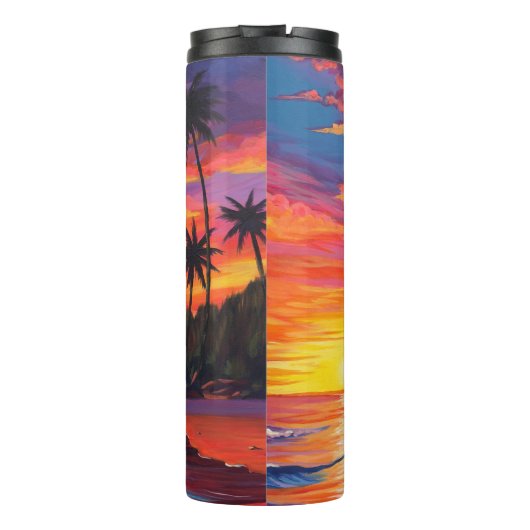 Tropischer Sonnenuntergangs-Thermalbecher Thermosbecher (Rückseite)