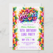 Tropischer Spaß Aloha Birthday Luau Party Einladung (Vorderseite)