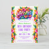 Tropischer Spaß Aloha Birthday Luau Party Einladung (Stehend Vorderseite)