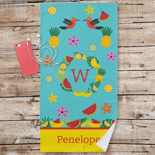 Tropischer Spaß Obst und Blume Strandtuch