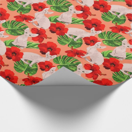 Tropischer Sphynx Katzen-vektornahtloses Muster Geschenkpapier (Ecke)