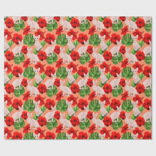 Tropischer Sphynx Katzen-vektornahtloses Muster Geschenkpapier (Flach)