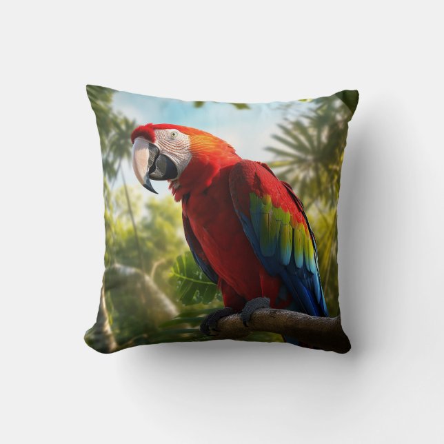 Tropischer Splendor Macaw Kissen (Vorderseite)