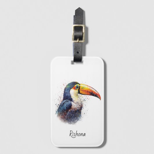 Tropischer Splendor Toucan, kundenspezifisch Gepäckanhänger (Vorderseite Vertikal)