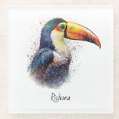 Tropischer Splendor Toucan, kundenspezifisch Glasuntersetzer (Vorderseite)