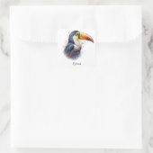 Tropischer Splendor Toucan, kundenspezifisch Quadratischer Aufkleber (Tasche)