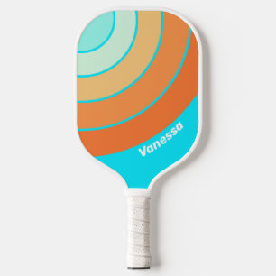 Tropischer Spritzkreisstreifen mit Namen Pickleball Schläger