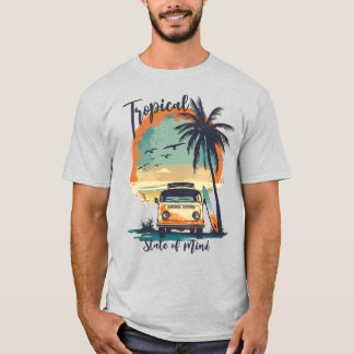 Tropischer Staat des Mind Retro Beach T-Shirt