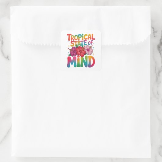 Tropischer Staat von Mind Summer Beach Graphic Quadratischer Aufkleber (Tasche)