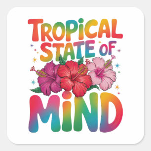Tropischer Staat von Mind Summer Beach Graphic Quadratischer Aufkleber