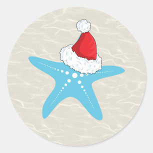 Tropischer Starfish Weihnachtssticker Runder Aufkleber