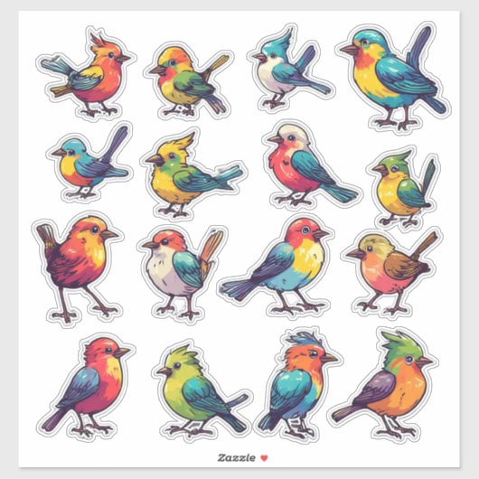 Tropischer Stil Bunter Vogel Sticker Set 🐦 (Blatt)