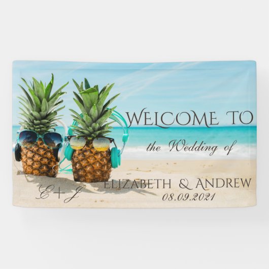 Tropischer Strand, Ananas Hochzeitsbanner Banner (Horizontal)