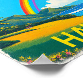 Tropischer Strand auf Hawaii mit Regenbogen Poster (Ecke)