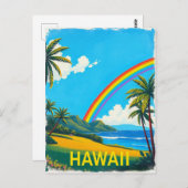 Tropischer Strand auf Hawaii mit Regenbogen Postkarte (Vorne/Hinten)