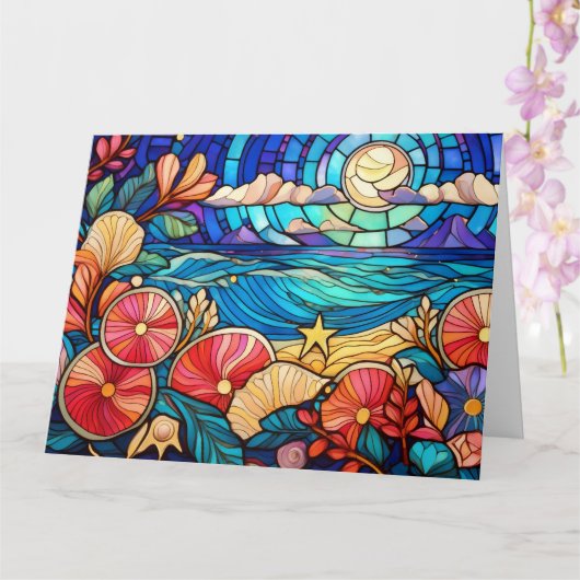 Tropischer Strand aus Glas Karte (Orchidee)