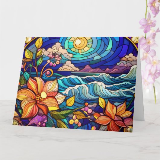 Tropischer Strand aus Glas Karte (Orchidee)