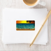 Tropischer Strand bei Sunset Adressaufkleber (Insitu)