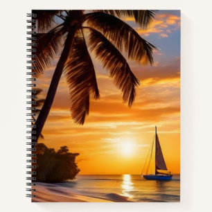 Tropischer Strand bei Sunset Notizblock