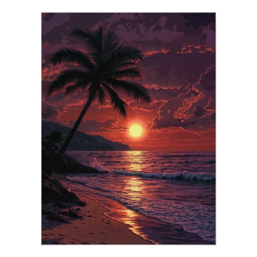 Tropischer Strand bei Sunset Poster (Vorderseite)