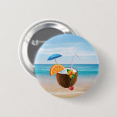 Tropischer Strand, Blauer Himmel, Ozean Sand, Coco Button (Vorne & Hinten)