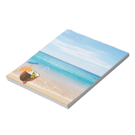 Tropischer Strand, Blauer Himmel, Ozean Sand, Coco Notizblock (Rotiert)
