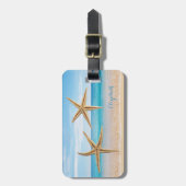 Tropischer Strand, Blauer Himmel, Ozean Sand, Star Gepäckanhänger (Vorderseite vertikal)