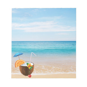 Tropischer Strand,Blauer Himmel,Ozeansand,Kokosnus Notizblock