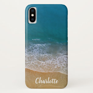 Tropischer Strand-blauer Ozean-Sand-Wellen-Name Case-Mate iPhone Hülle