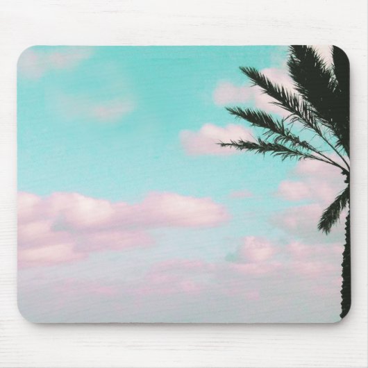 Tropischer Strand, Blick aufs Meer, rosa Wolken, P Mousepad (Vorne)