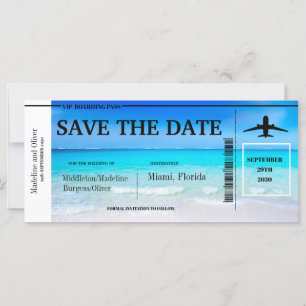 Tropischer Strand Boarding Pass Hochzeit Termin me