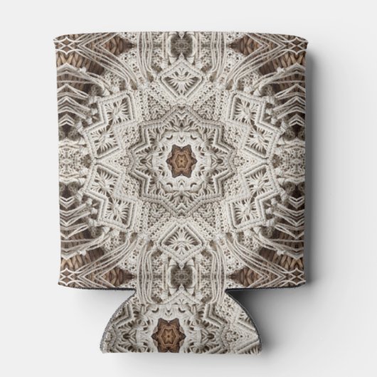 Tropischer Strand Boho chic Stamm Makrame Crochet Dosenkühler (Rückseite)