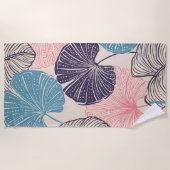 Tropischer Strand Boho Fächerpalme Strandtuch (Vorderseite)