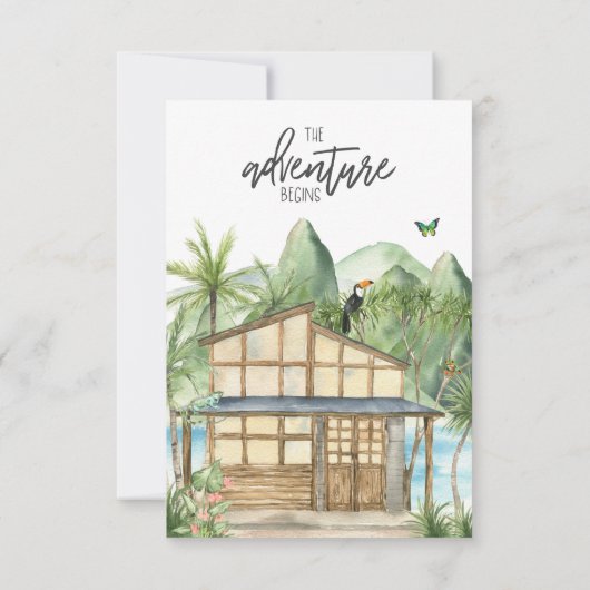 Tropischer Strand | Costa Rica Save the Date (Rückseite)