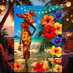 Tropischer Strand Fabelhaft 50. Geburtstag Hibisku Einladung