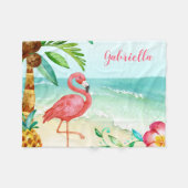 Tropischer Strand Flamingo Personalisiert Fleecedecke (Vorderseite (Horizontal))