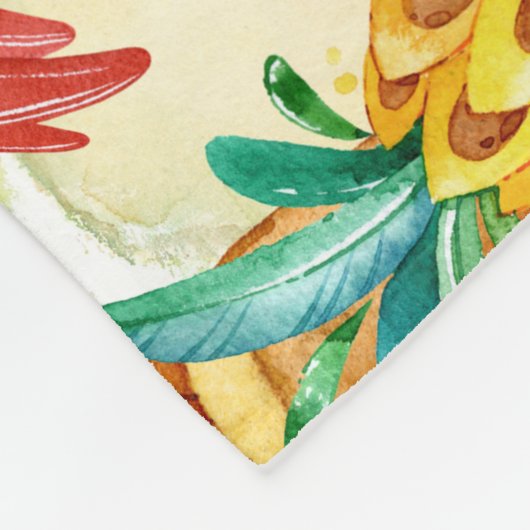 Tropischer Strand Flamingo Personalisiert Fleecedecke (Ecke)