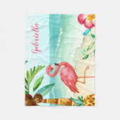 Tropischer Strand Flamingo Personalisiert Fleecedecke (Vorderseite)